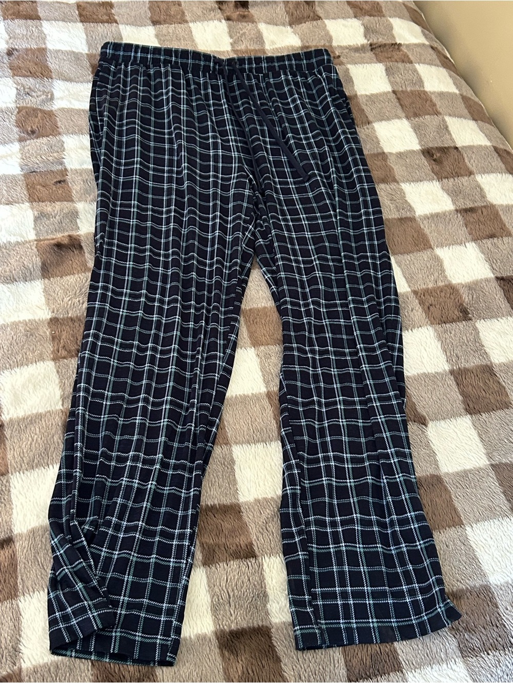 Andie Navy Plaid Lounge Pants with White Grid medium
